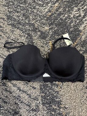 aerie Black Convertible Strapless Bra with Lace Sides